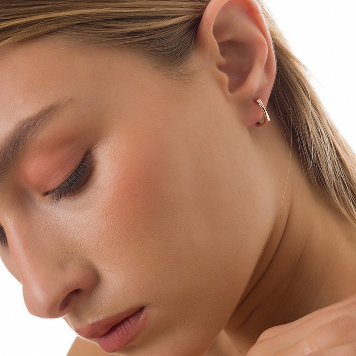 Oxzen σκουλαρίκια κρικάκια μικρά ασημένια τετραγωνισμένα