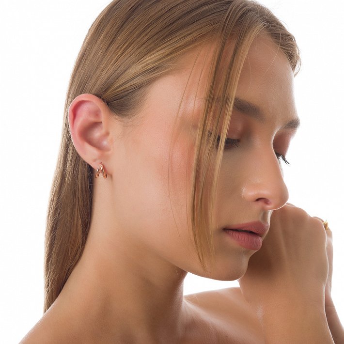 Oxzen σκουλαρίκια κρικάκια μικρά ασημένια διπλά