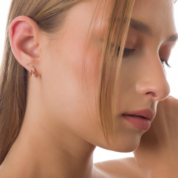 Oxzen σκουλαρίκια κρικάκια μικρά ασημένια διπλά