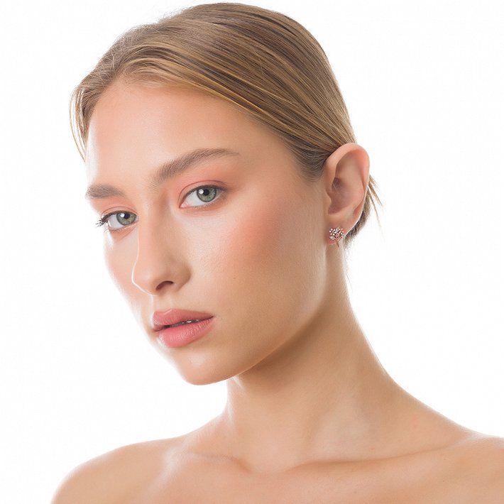 Oxzen σκουλαρίκια καρφωτά ασημένια λουλούδια με πολύχρωμες πέτρες