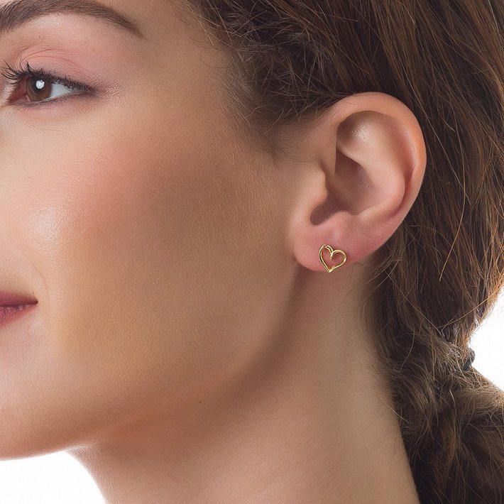 Oxzen σκουλαρίκια καρφωτά ασημένια καρδιά