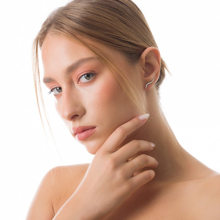 Oxzen σκουλαρίκι ασημένιο Ear Climber