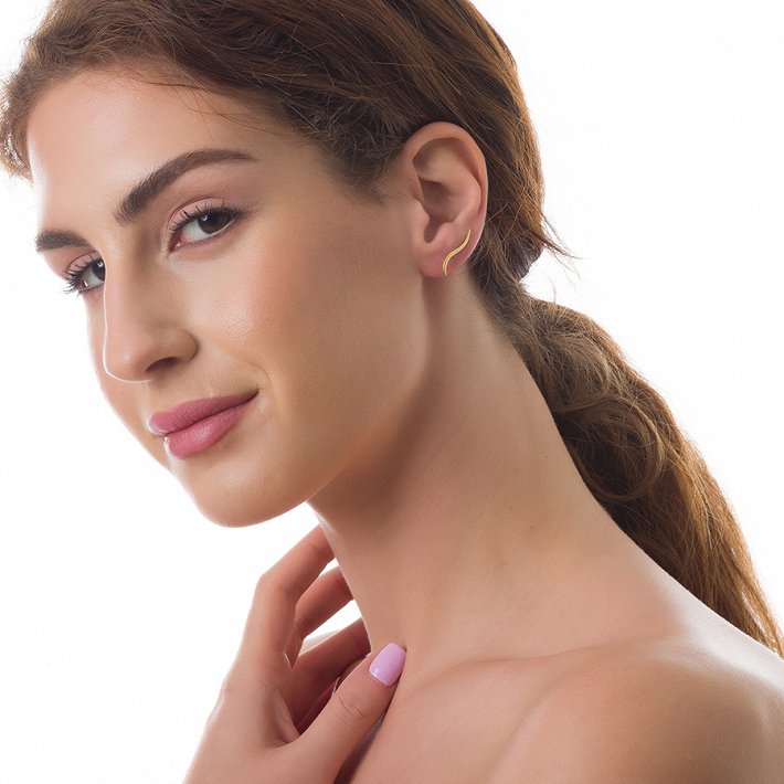 Oxzen σκουλαρίκι ασημένιο Ear Climber