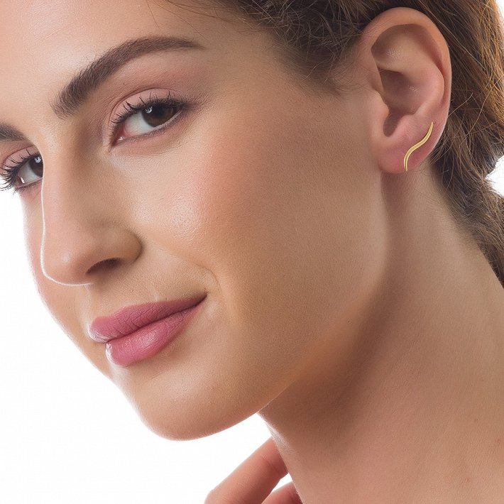 Oxzen σκουλαρίκι ασημένιο Ear Climber