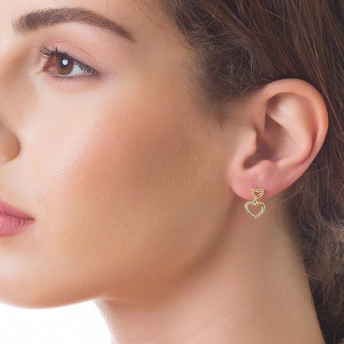 Oxzen σκουλαρίκια κρεμαστά ασημένια με καρδιά