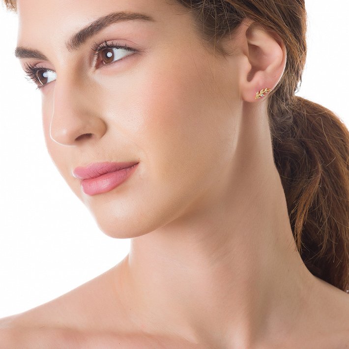 Oxzen σκουλαρίκια καρφωτά ασημένια φύλλο