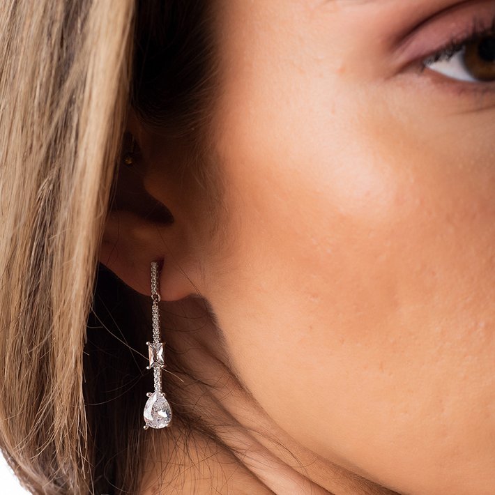 Oxzen σκουλαρίκια κρεμαστά ασημένια μακρύ κρεμαστό με ζιργκόν