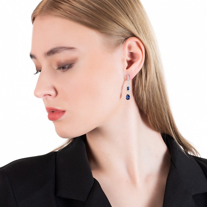 Oxzen σκουλαρίκια κρεμαστά ασημένια μακρύ κρεμαστό με ζιργκόν