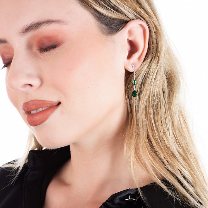 Oxzen σκουλαρίκια κρεμαστά ασημένια μακρύ κρεμαστό με ζιργκόν