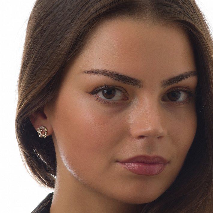 Oxzen σκουλαρίκια καρφωτά ασημένια στεφανάκι με πέρλες και πέτρες ζιργκόν