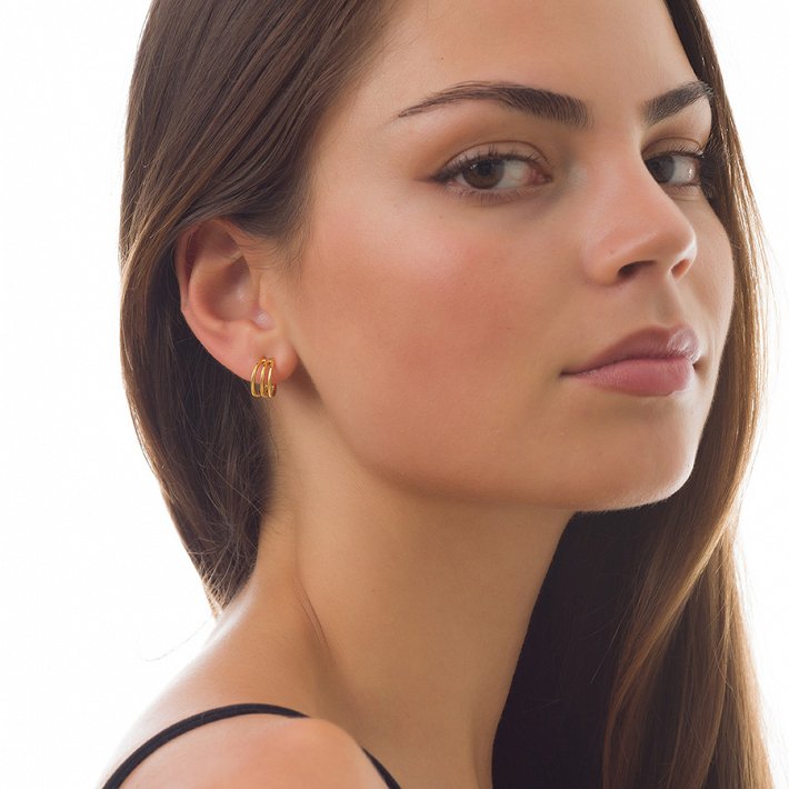 Oxzen σκουλαρίκια κρικάκια μικρά ασημένια τριπλά