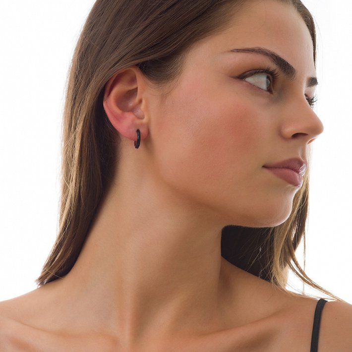 Oxzen σκουλαρίκια κρικάκια μικρά ασημένια με σμάλτο