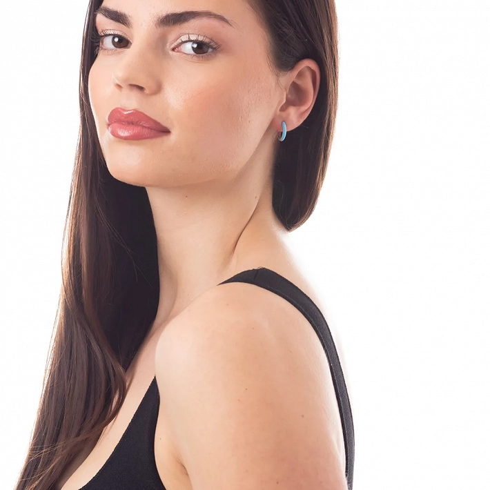 Oxzen σκουλαρίκια κρικάκια μικρά ασημένια με σμάλτο