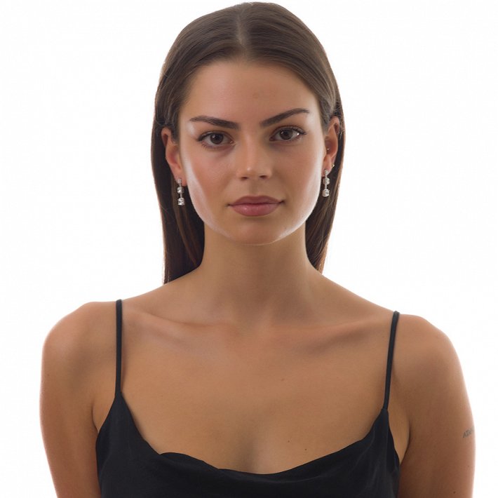 Oxzen σκουλαρίκια κρεμαστά ασημένια με τετράγωνα κρεμαστά ζιργκόν