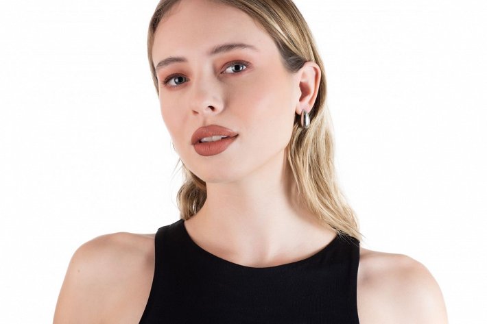 Oxzen σκουλαρίκια κρεμαστά ασημένια γυαλιστερό