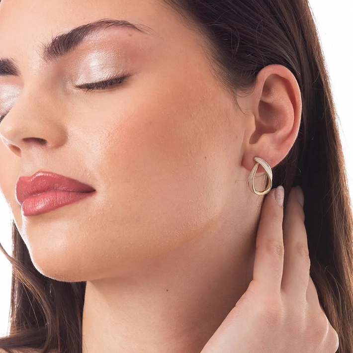 Oxzen σκουλαρίκι ασημένιο με λευκό φίλντισι