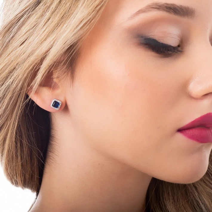 Oxzen σκουλαρίκια καρφωτά ασημένια τετράγωνο ζιργκόν