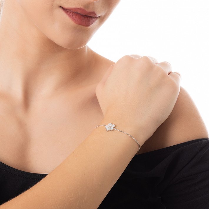 Oxzen βραχιόλι ασημένιο μαργαρίτα με φίλντισι
