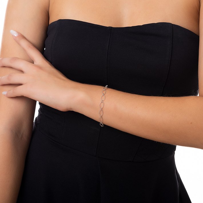 Oxzen βραχιόλι ασημένιο αλυσίδα διαμανταρισμένη