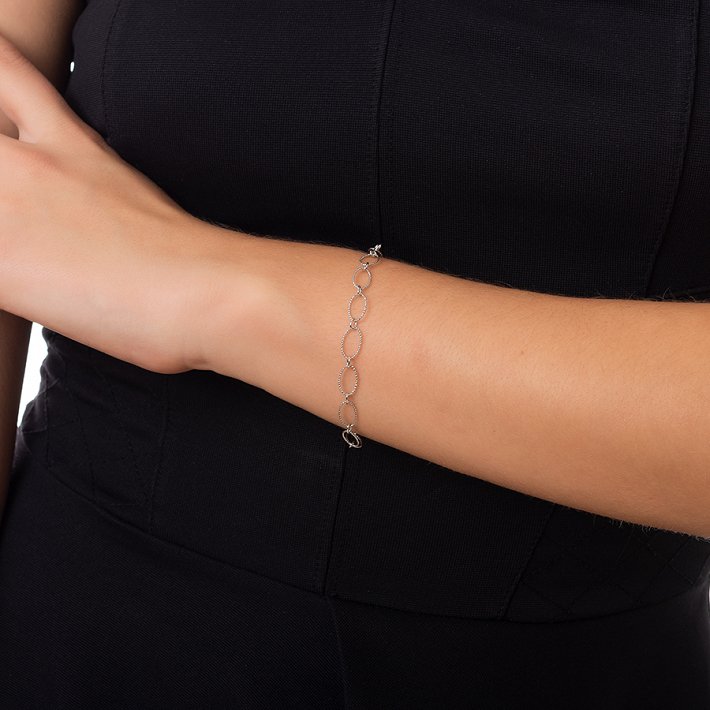 Oxzen βραχιόλι ασημένιο αλυσίδα διαμανταρισμένη