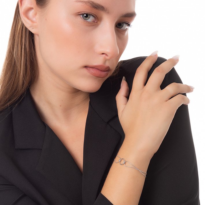 Oxzen βραχιόλι ασημένιο διπλό