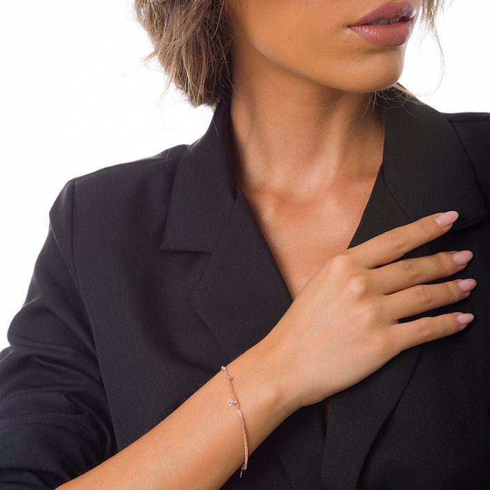 Oxzen βραχιόλι ασημένιο με πέτρα ζιργκόν