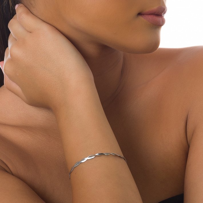 Oxzen βραχιόλι ασημένιο αλυσίδα πλατιά πλεκτή