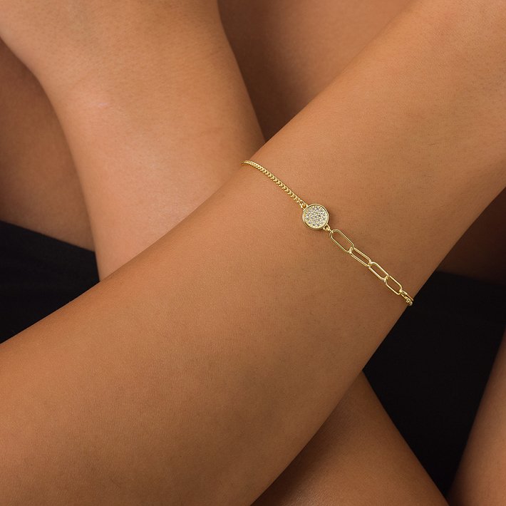 Oxzen βραχιόλι ασημένιο με πέτρες ζιργκόν