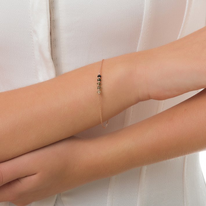 Oxzen βραχιόλι ασημένιο με ημιπολύτιμες ορυκτές πέτρες