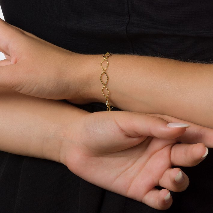 Oxzen βραχιόλι ασημένιο αλυσίδα με ρόμβους