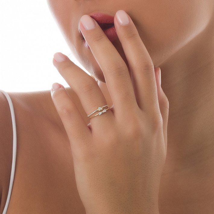 Oxzen δαχτυλίδι ασημένιο με καρδούλα και ζιργκόν free size