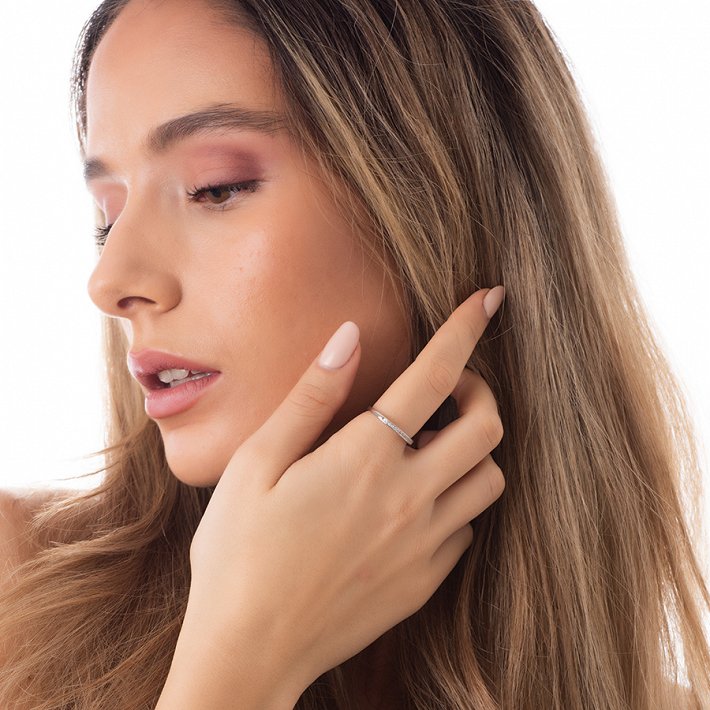 Oxzen δαχτυλίδι ασημένιο σειρέ με ζιργκόν