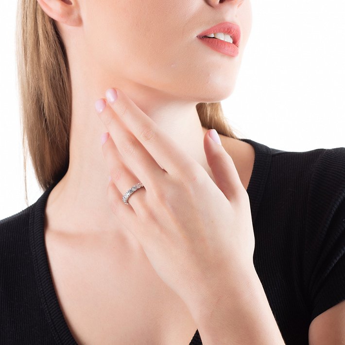 Oxzen δαχτυλίδι ασημένιο σειρέ με λευκά ζιργκόν