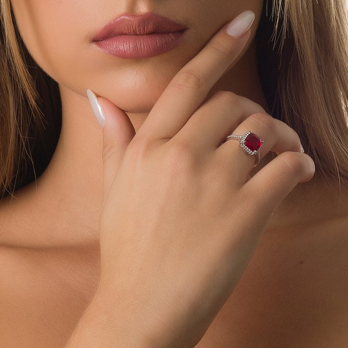 Oxzen δαχτυλίδι ασημένιο επιπλατινωμένο με τετράγωνη πέτρα ζιργκόν