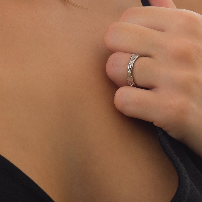 Oxzen δαχτυλίδι ασημένιο λουστρέ free size