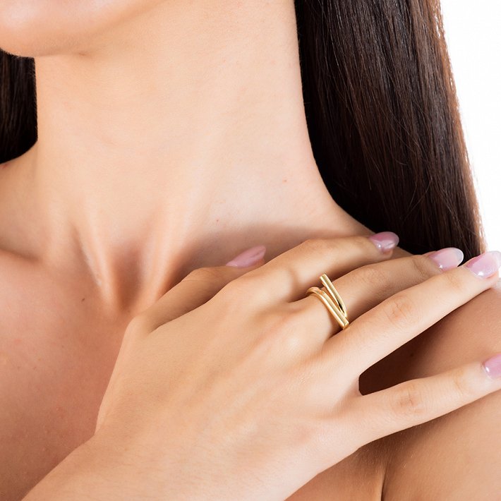 Oxzen δαχτυλίδι ασημένιο λουστρέ με ιδιαίτερο σχήμα