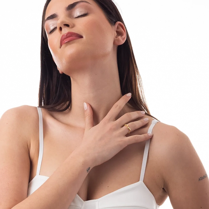 Oxzen δαχτυλίδι ασημένιο με κύματα