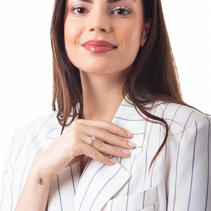 Oxzen δαχτυλίδι ασημένιο μονόπετρο με λευκό ζιργκόν