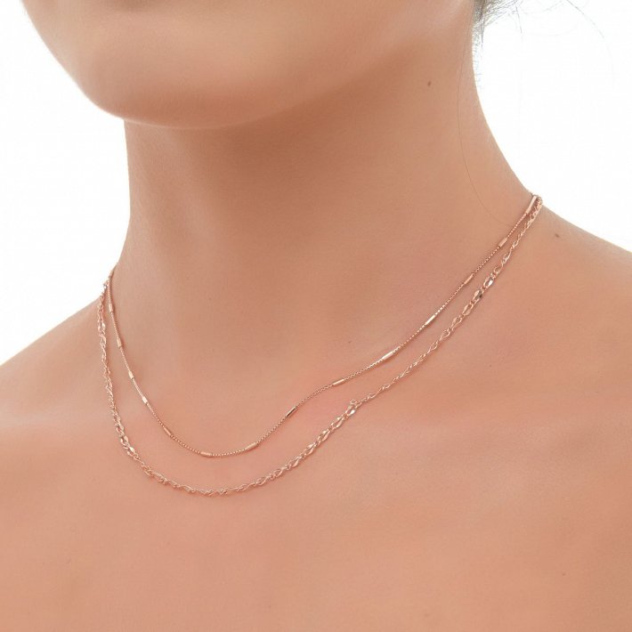 Oxzen κολιέ ασημένιο διπλό