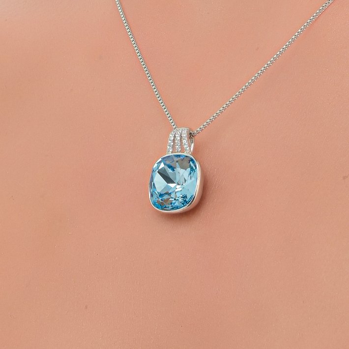 Oxzen κολιέ ασημένιο με πέτρα ζιργκόν