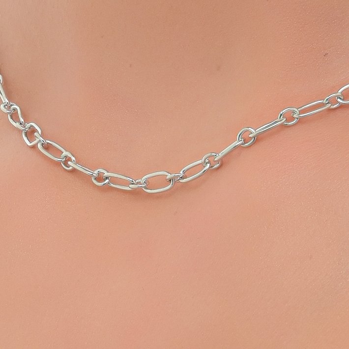 Oxzen κολιέ ασημένιο αλυσίδα χοντρή, choker