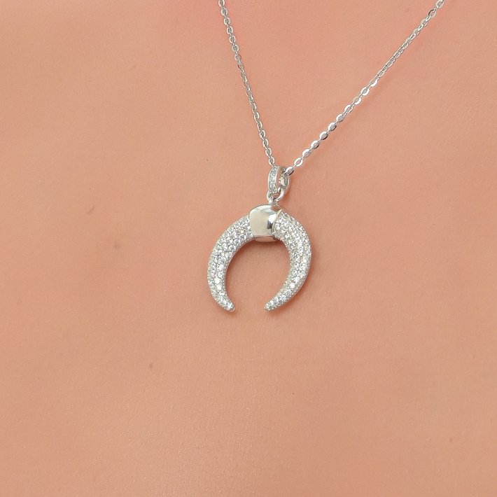 Oxzen κολιέ ασημένιο με ζιργκόν