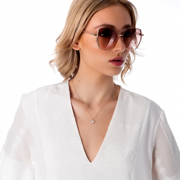 Oxzen ασημένιο κολιέ καρδιά με φίλντισι