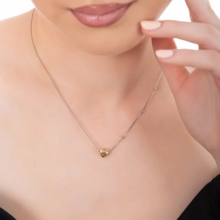 Oxzen γυναικείο ασημένιο κολιέ καρδούλα με διαφορετικές αλυσίδες