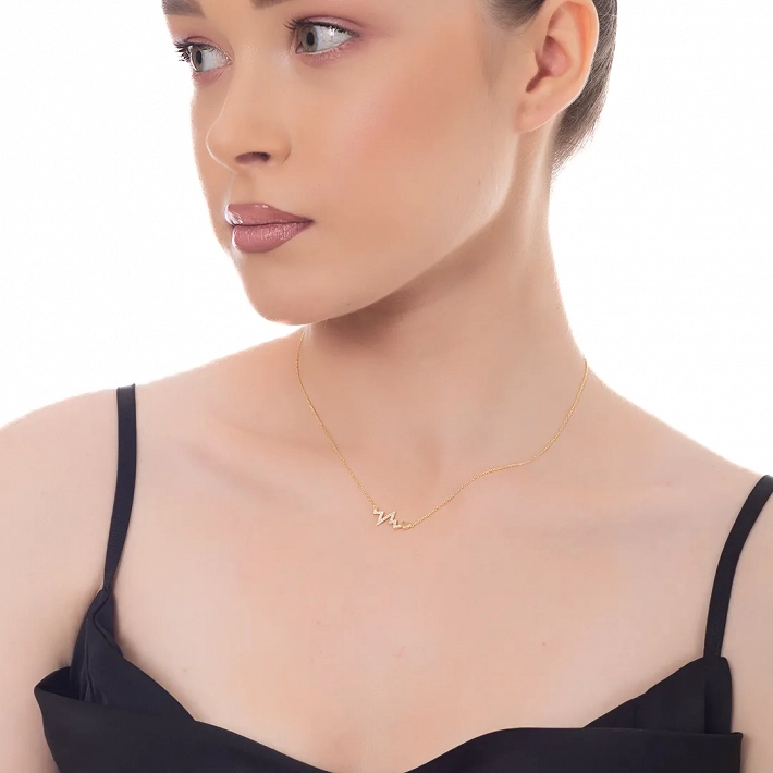 Oxzen ασημένιο κολιέ καρδιογράφημα