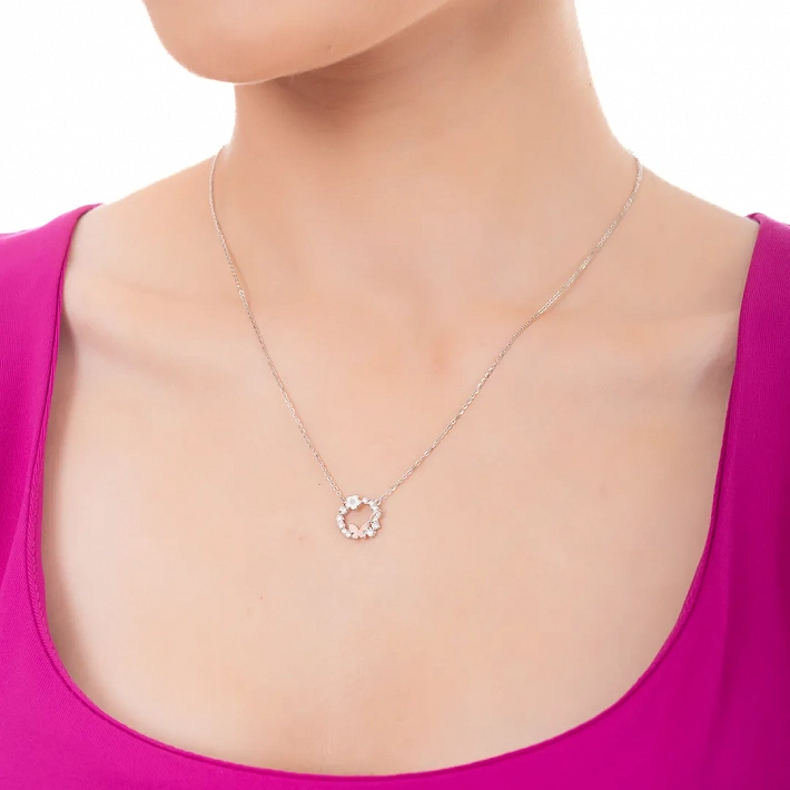 Oxzen ασημένιο κολιέ στεφανάκι με πεταλούδα