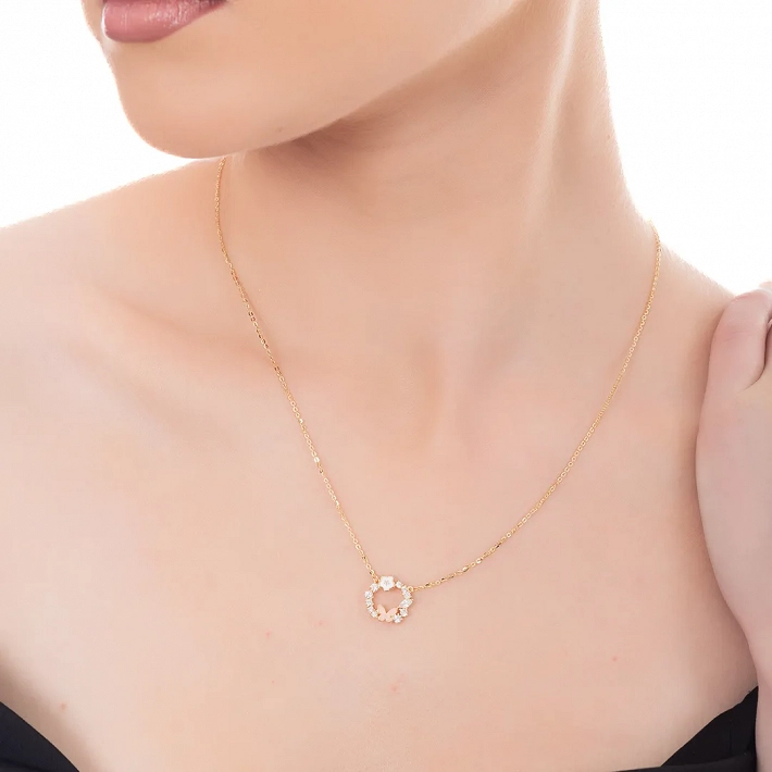 Oxzen ασημένιο κολιέ στεφανάκι με πεταλούδα