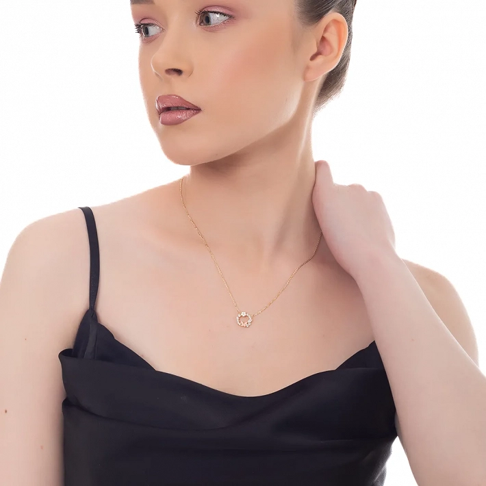 Oxzen ασημένιο κολιέ στεφανάκι με πεταλούδα