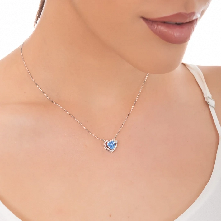 Oxzen ασημένιο κολιέ καρδούλα