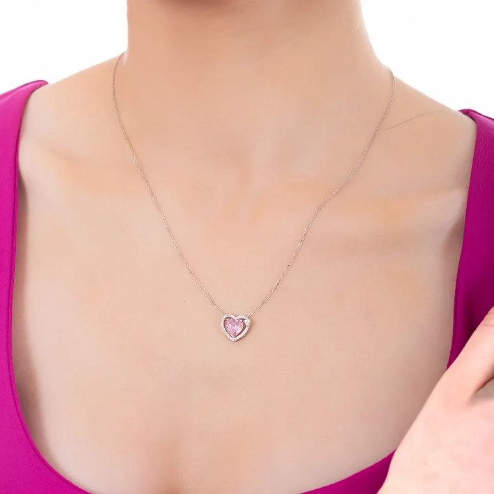 Oxzen ασημένιο κολιέ καρδούλα